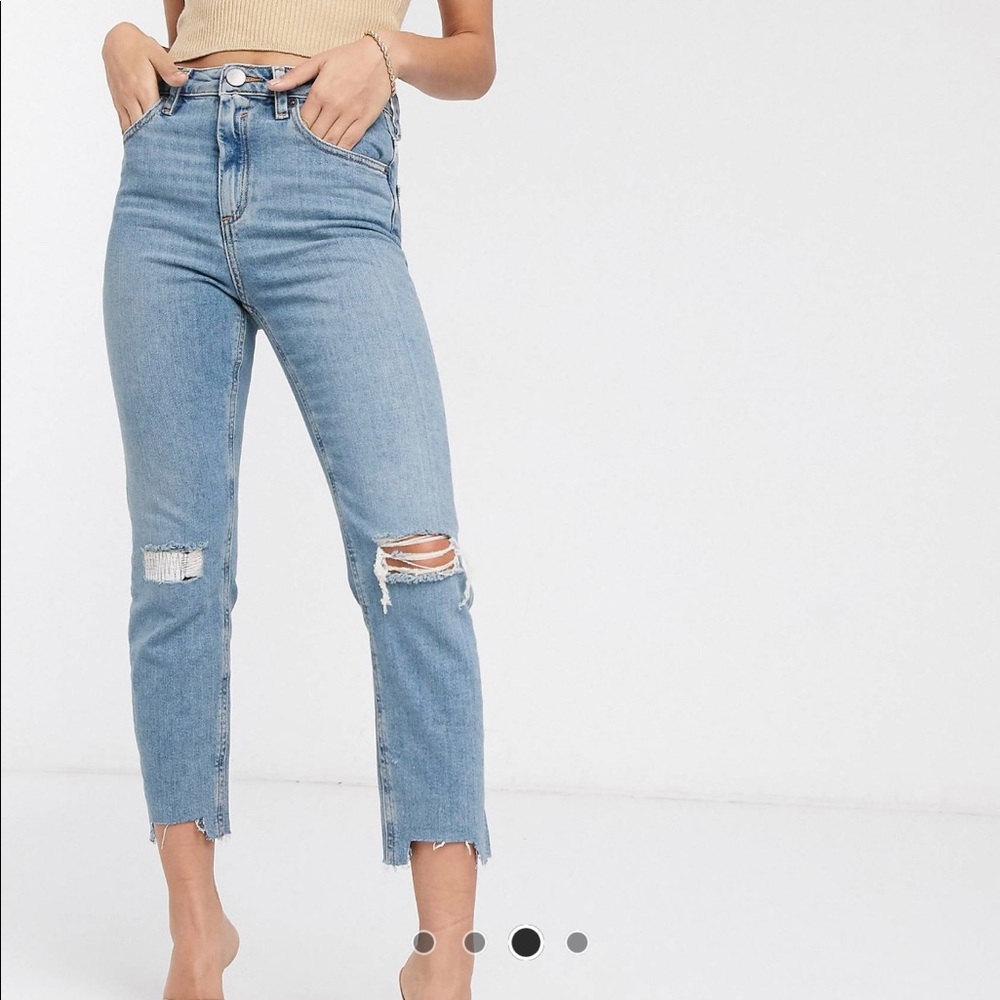 ASOS Petite High Rise Slim Fit Mom Jeans, Light Vintage Wash, NWT